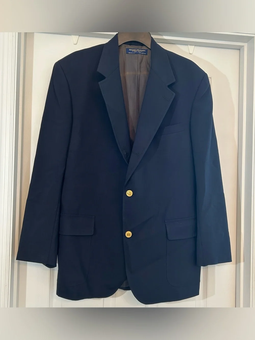 Brooks Brothers Vintage Men's Navy Blazer with Gold Buttons